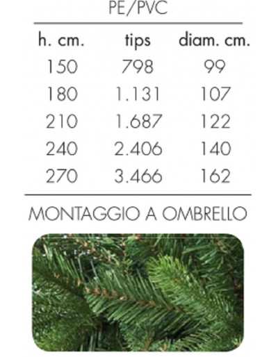 Mesures de l'arbre de Noël Matera Evergreen