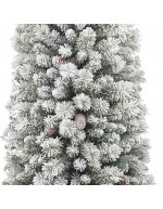 Snow Covered Slim Crestone Peak Christmas Tree with Pine Cones